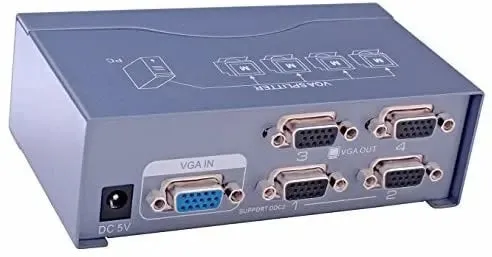 DTECH MPN:DT-7254 Powered 4 Port VGA Splitter Box SVGA Video Distribution 1 PC to 4 Monitor