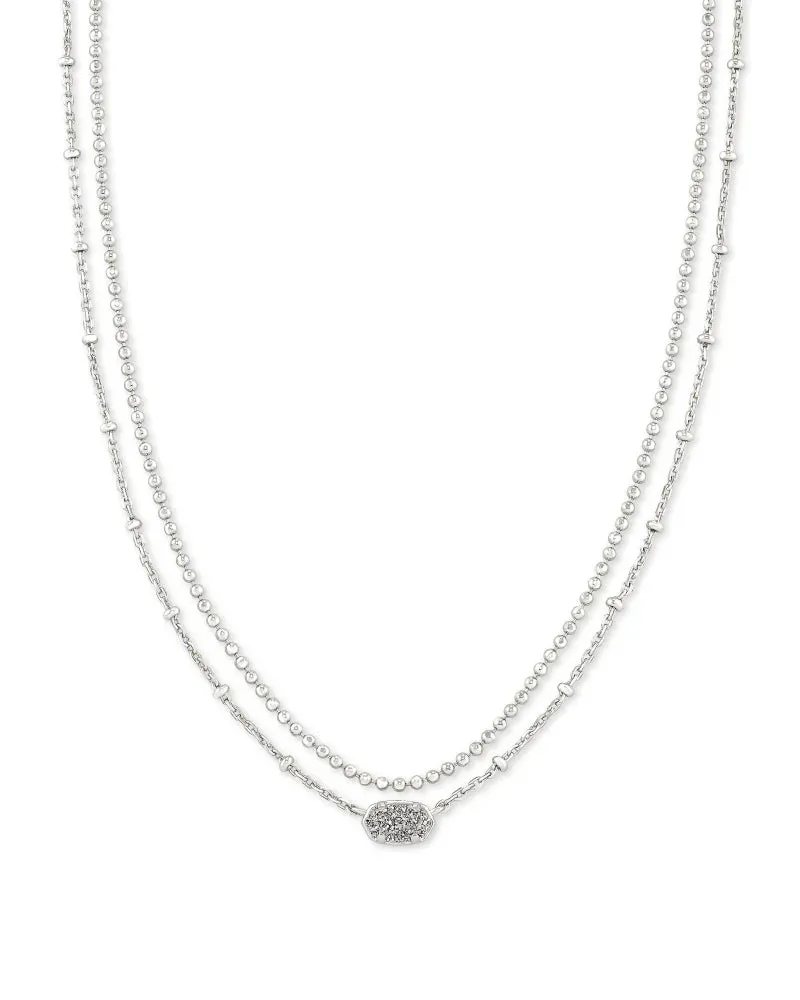 Emilie Multi Strand Necklace Rhodium Platinum Drusy by Kendra Scott