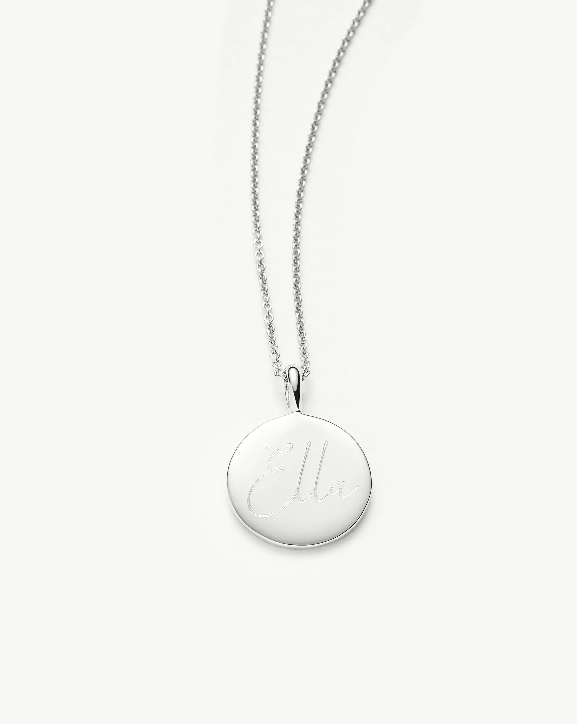 Engravable Round Necklace | Sterling Silver