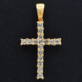 Estate 18K Yellow Gold 0.24 TCW Diamond Cross Pendant