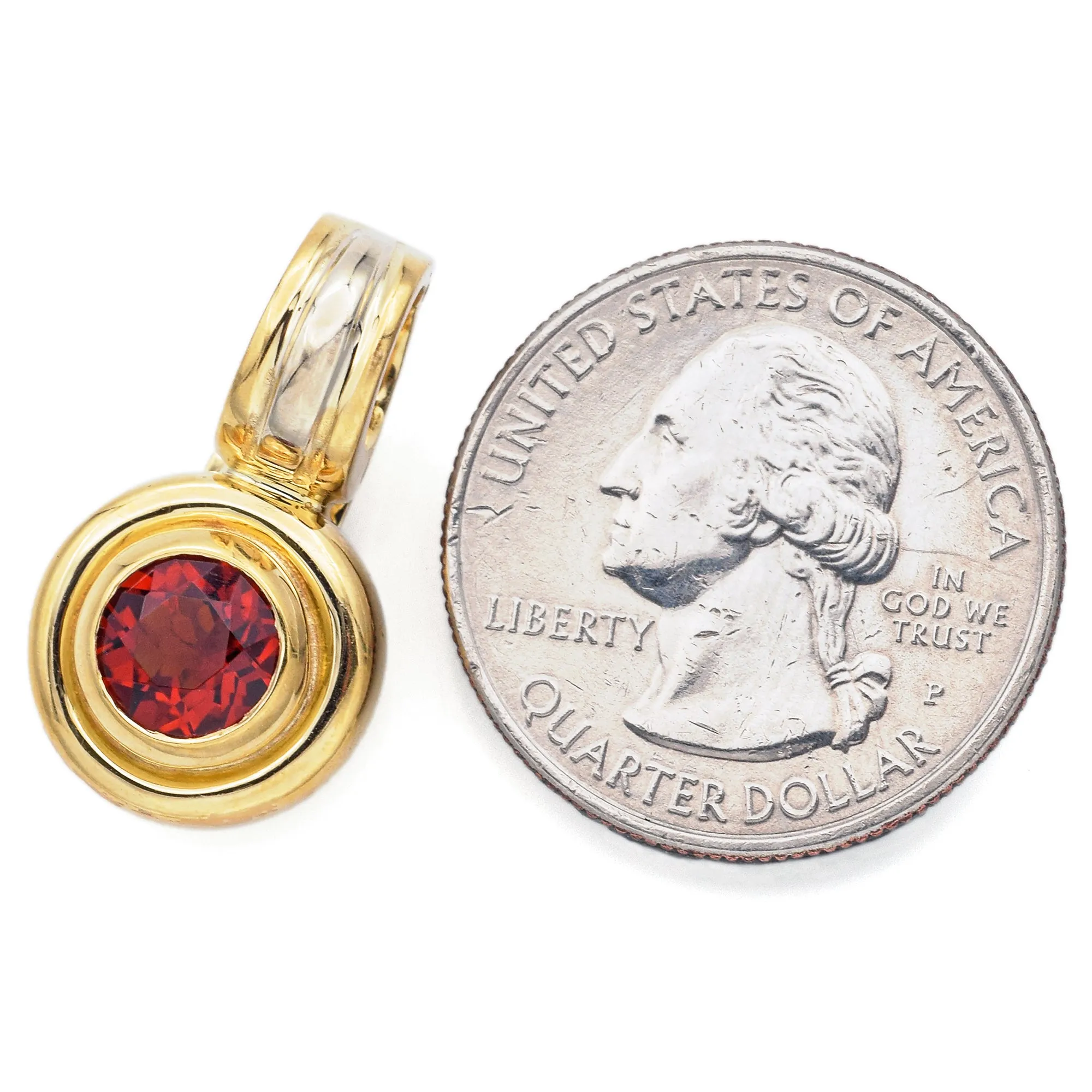 Estate Reddish Orange Spinel 18K Yellow Gold Enhancer Pendant