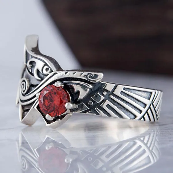 Fenrir with Gem Ring - Sterling Silver or Gold