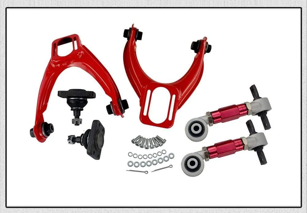 FRONT UPPER CONTROL ARM TUBE CAMBER KIT  FOR 96-00 CIVIC  LX DX EK EJ TUBULAR   92-00 Adjustable Rear Camber Arms RED