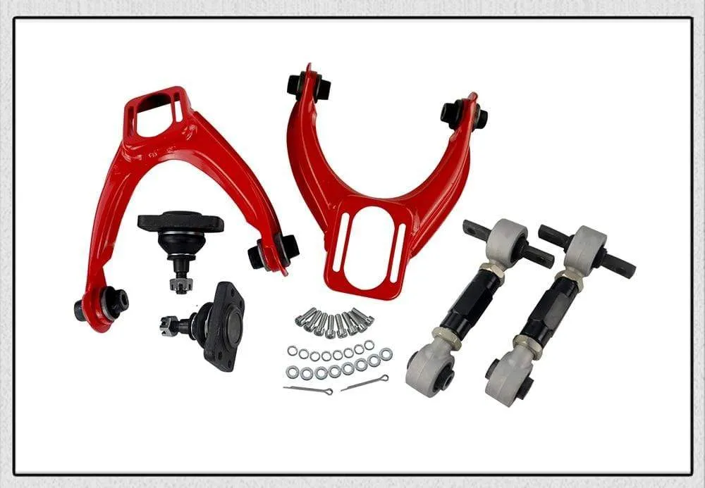 FRONT UPPER CONTROL ARM TUBE CAMBER KIT  FOR 96-00 CIVIC  LX DX EK EJ TUBULAR   92-00 Adjustable Rear Camber Arms RED