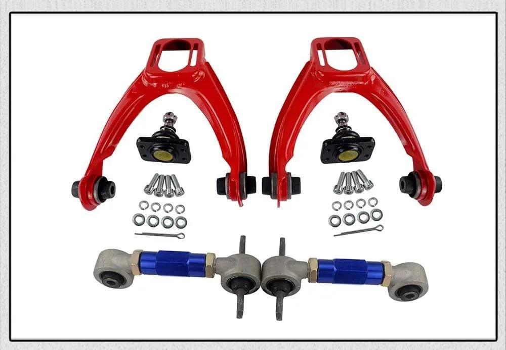 FRONT UPPER CONTROL ARM TUBE CAMBER KIT  FOR 96-00 CIVIC  LX DX EK EJ TUBULAR   92-00 Adjustable Rear Camber Arms RED