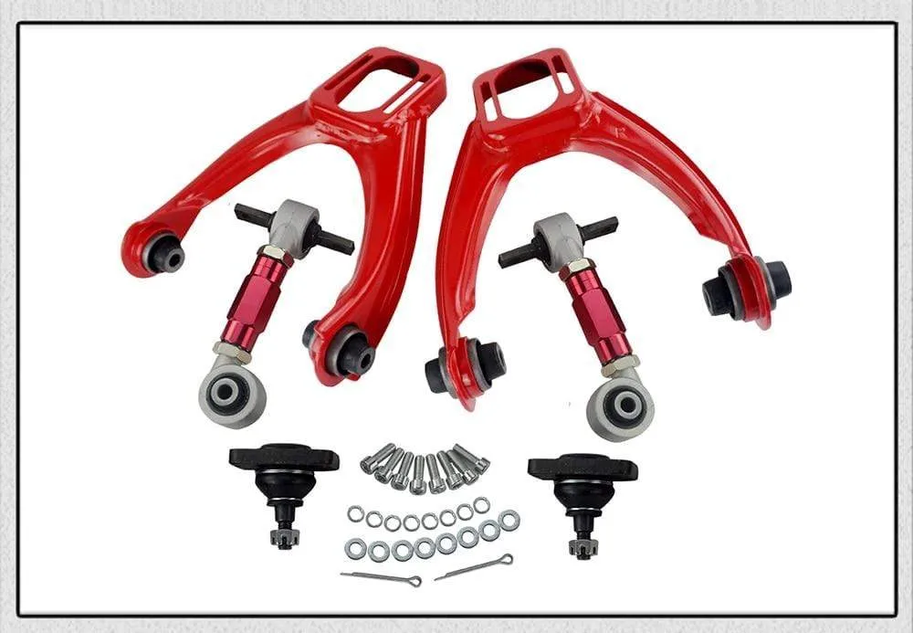 FRONT UPPER CONTROL ARM TUBE CAMBER KIT  FOR 96-00 CIVIC  LX DX EK EJ TUBULAR   92-00 Adjustable Rear Camber Arms RED