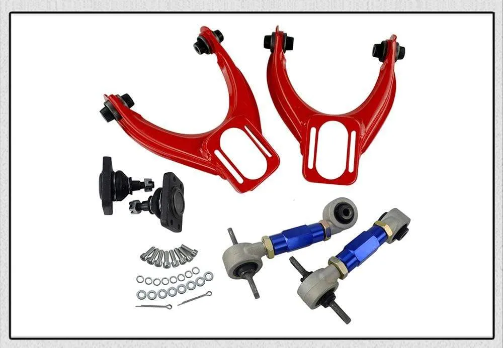 FRONT UPPER CONTROL ARM TUBE CAMBER KIT  FOR 96-00 CIVIC  LX DX EK EJ TUBULAR   92-00 Adjustable Rear Camber Arms RED