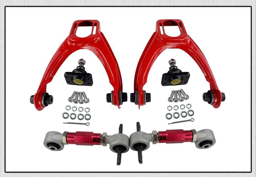 FRONT UPPER CONTROL ARM TUBE CAMBER KIT  FOR 96-00 CIVIC  LX DX EK EJ TUBULAR   92-00 Adjustable Rear Camber Arms RED