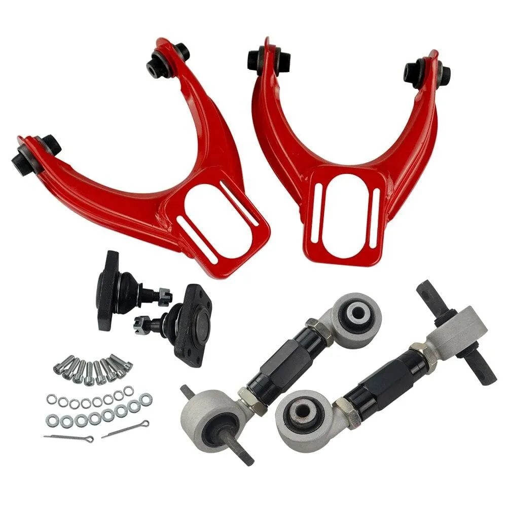 FRONT UPPER CONTROL ARM TUBE CAMBER KIT  FOR 96-00 CIVIC  LX DX EK EJ TUBULAR   92-00 Adjustable Rear Camber Arms RED