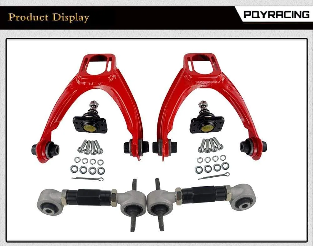 FRONT UPPER CONTROL ARM TUBE CAMBER KIT  FOR 96-00 CIVIC  LX DX EK EJ TUBULAR   92-00 Adjustable Rear Camber Arms RED