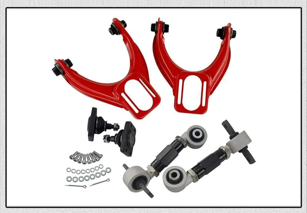 FRONT UPPER CONTROL ARM TUBE CAMBER KIT  FOR 96-00 CIVIC  LX DX EK EJ TUBULAR   92-00 Adjustable Rear Camber Arms RED