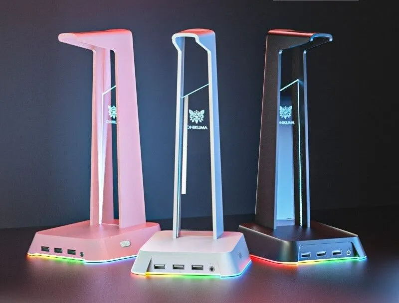 GG Pink Black White RGB USB Headset Stand ON941