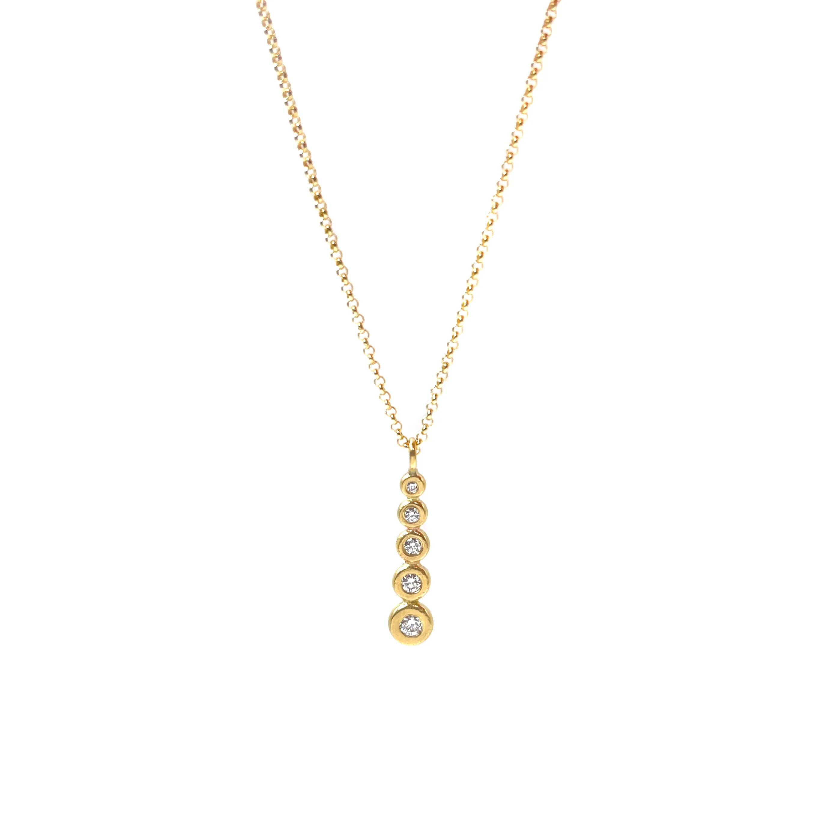 Graduated Diamond Line Pendant Necklace