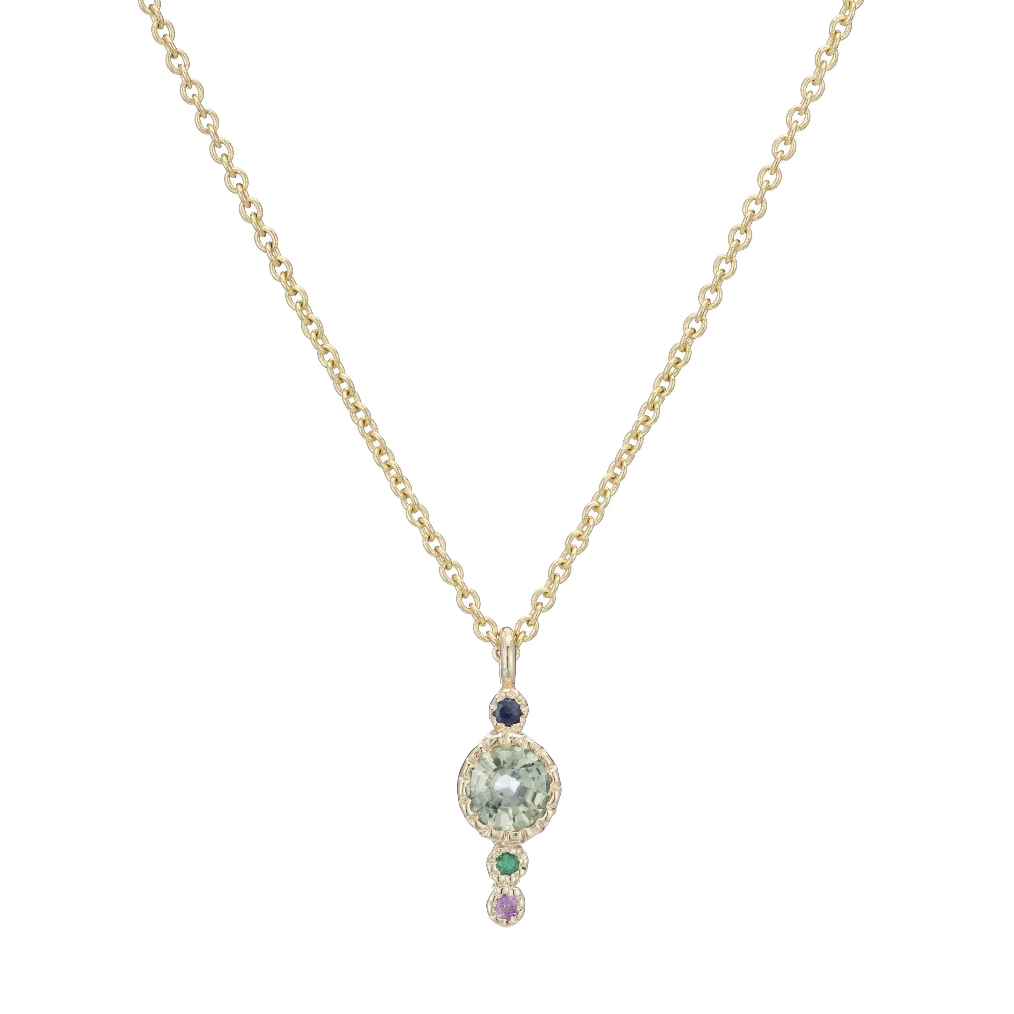 Green Sapphire Long Journey Necklace