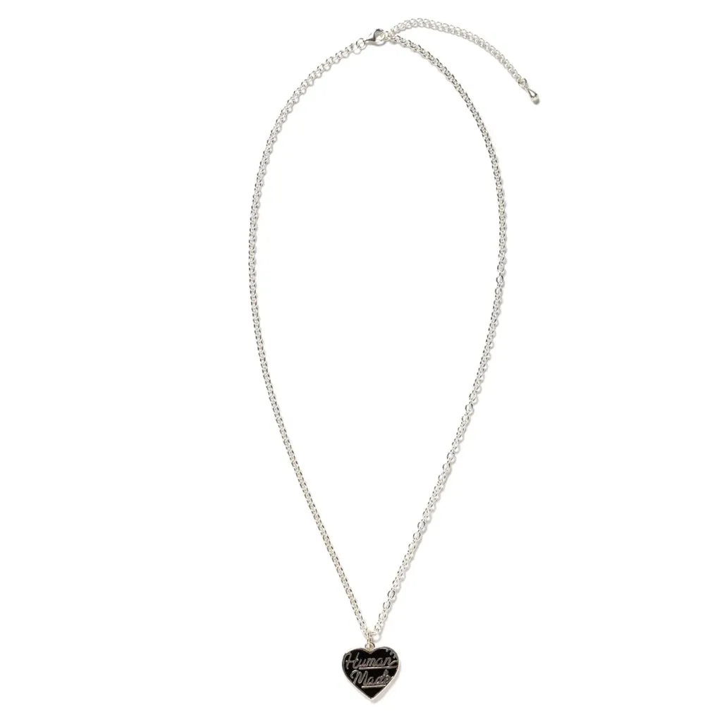 Heart Silver Necklace - Black