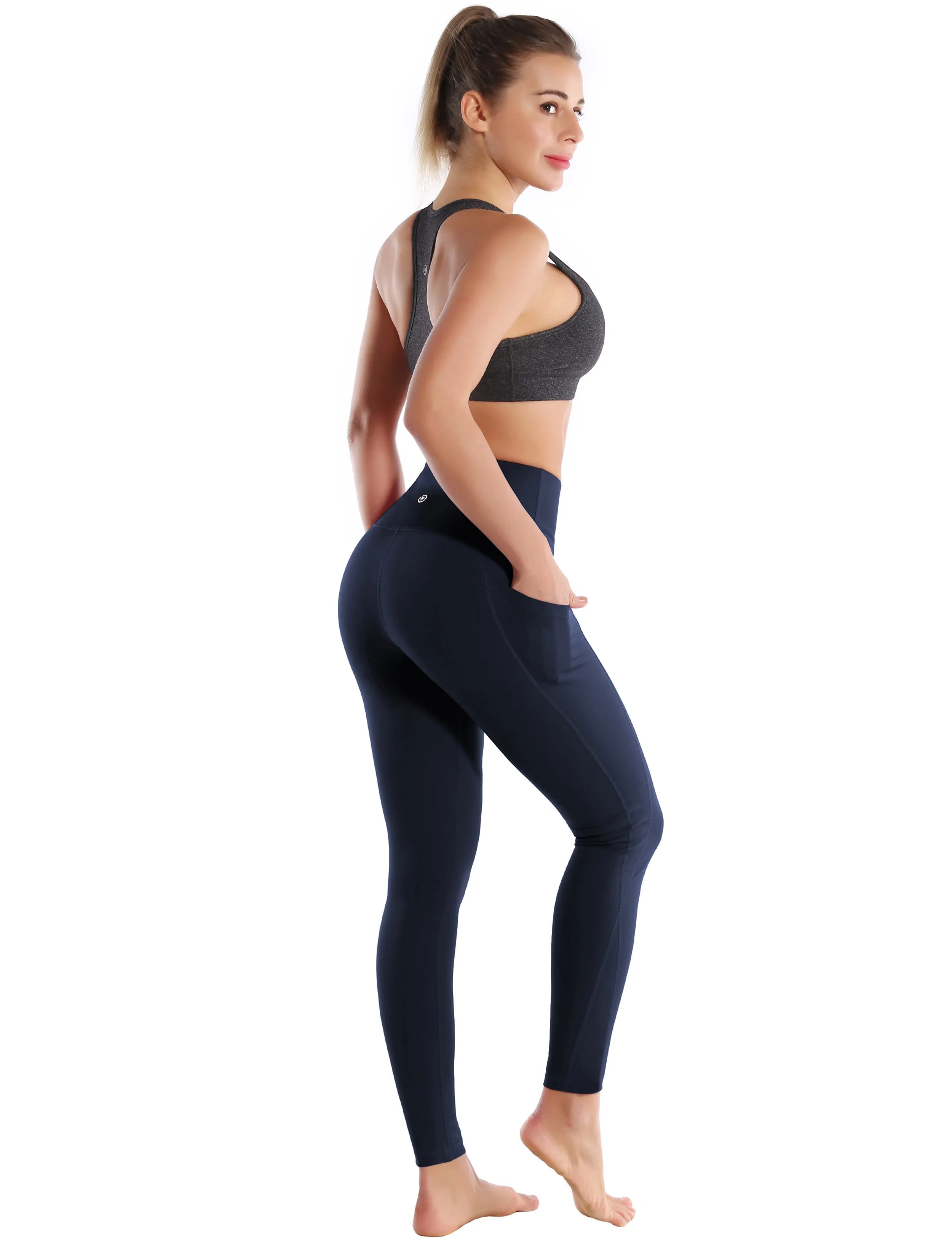 High Waist Side Pockets yogastudio Pants navyblue_yogastudio