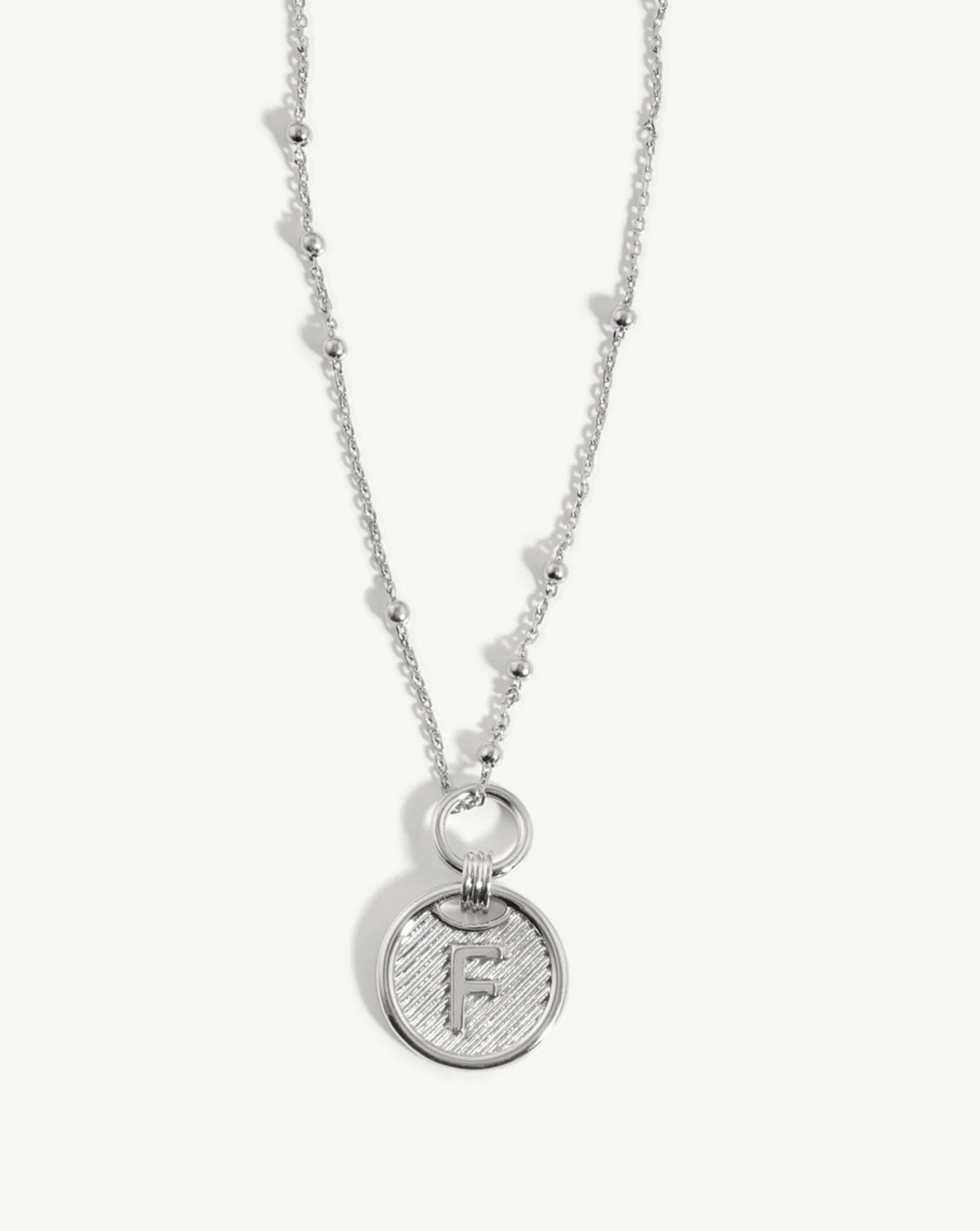 Initial Pendant Necklace - Initial F | Sterling Silver