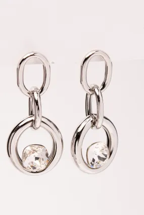 Juliane Diamond Dangle Earrings - Silver