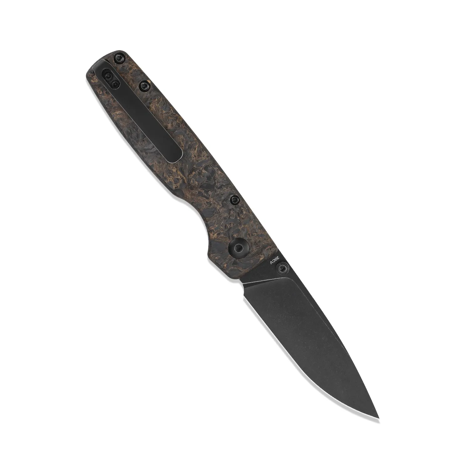 Kizer Original 20CV Blade Button Lock Knife Fatcarbon Handle Ki3605A2 (2.98” Black Stonewash)