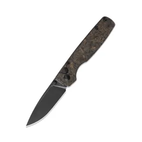 Kizer Original 20CV Blade Button Lock Knife Fatcarbon Handle Ki3605A2 (2.98” Black Stonewash)