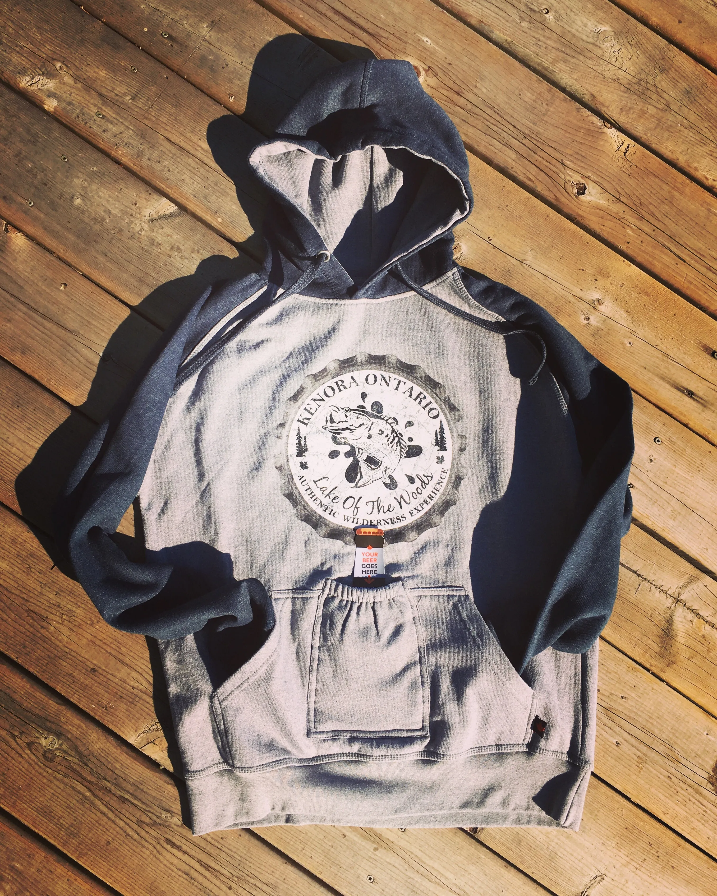 Lake Of The Woods Beer Hoodie in Grey