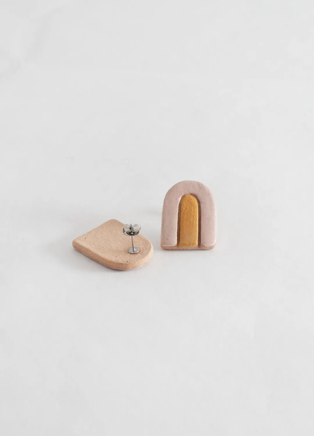 Large Arch Earrings  - Light Pink