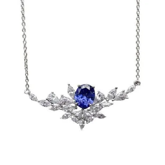 Leaf Sapphire Necklace - 925 Sterling Silver