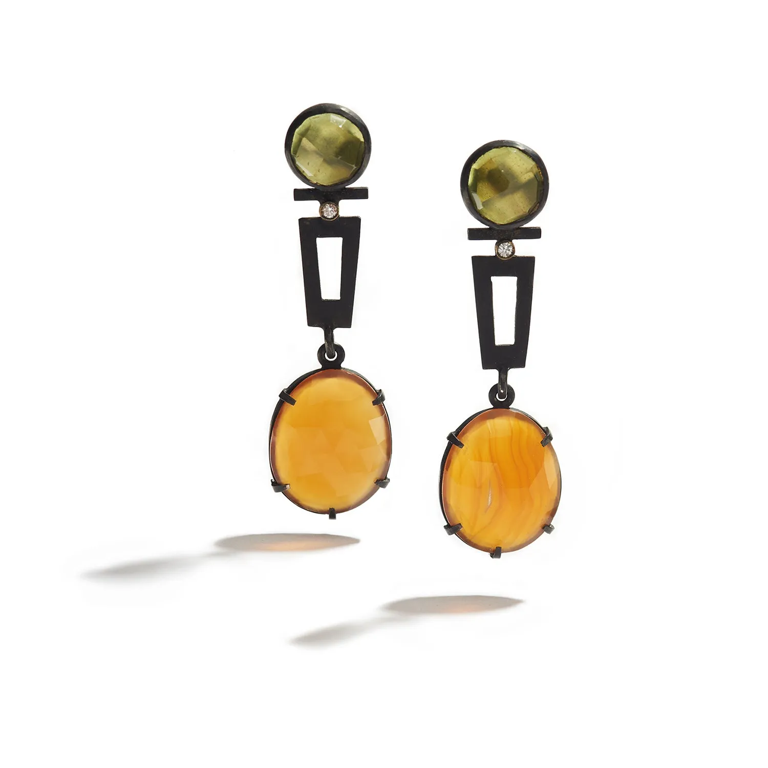 Lemon Honey Earrings with Garnet & Quartz