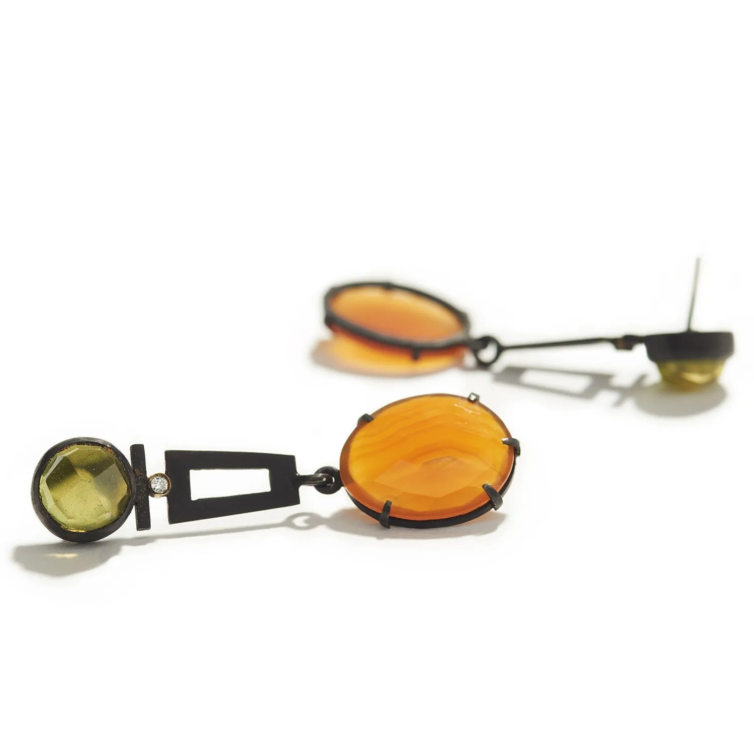 Lemon Honey Earrings with Garnet & Quartz