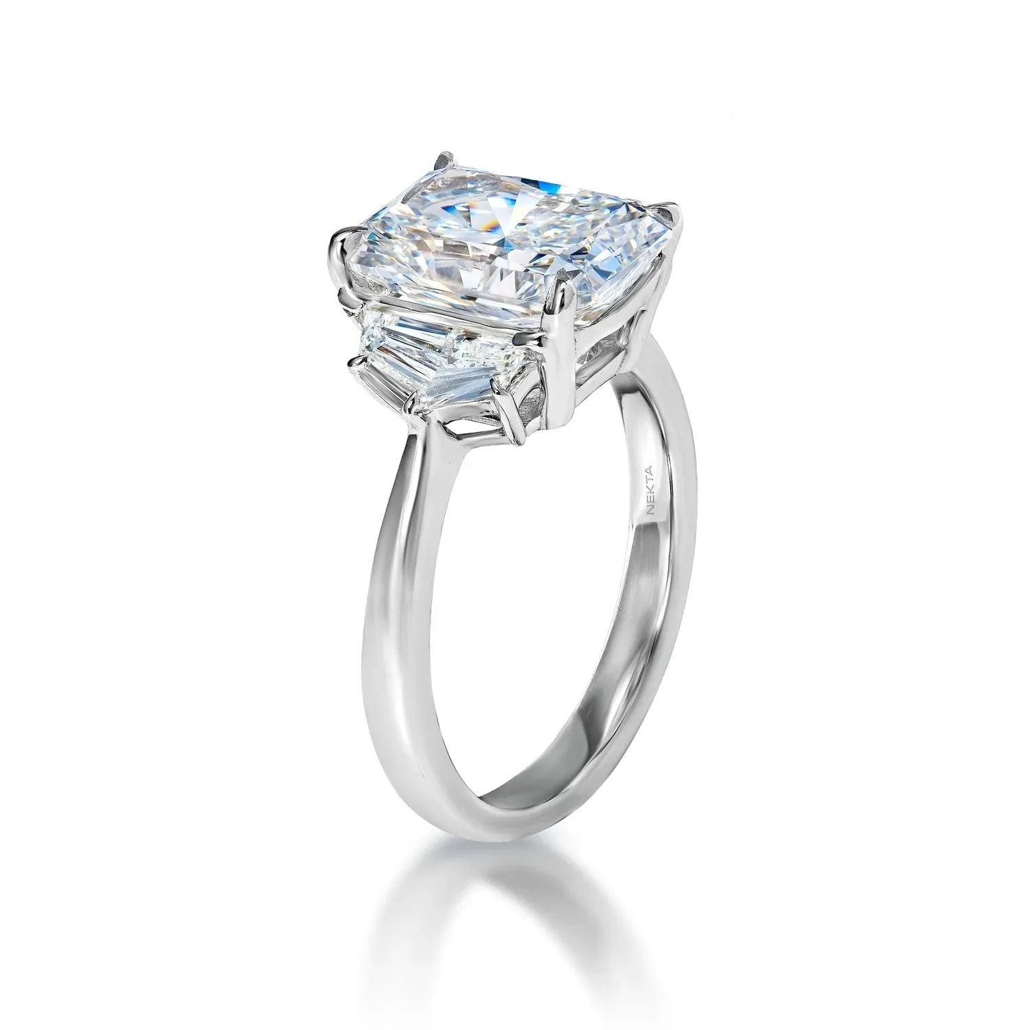 Lenora 4 Carat H VS1 Radiant Cut Lab Grown Diamond Engagement Ring in Platinum