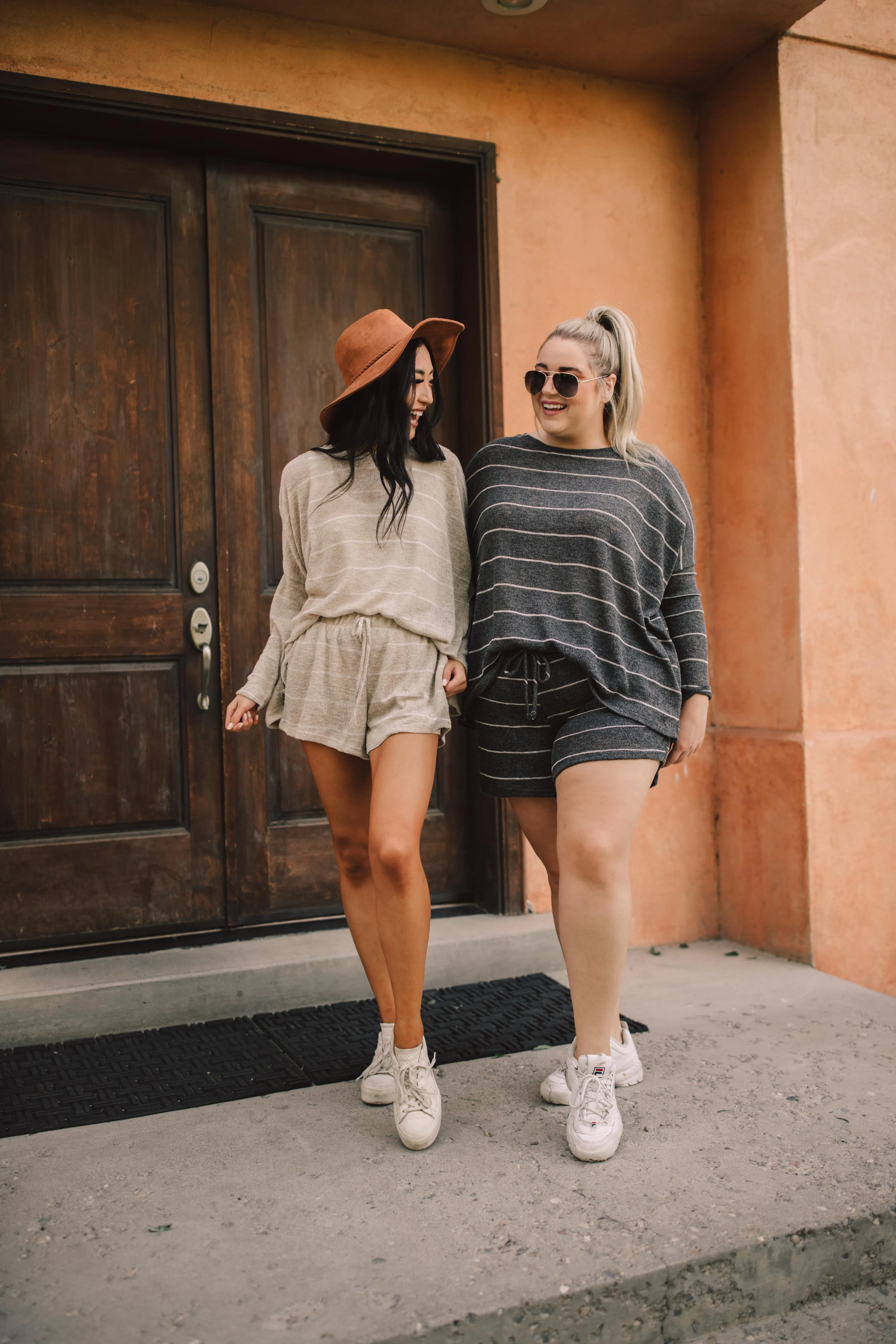 Lightweight Striped Shorts In Charcoal - On Hand