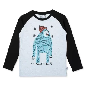 Minti Snowy Yeti Tee - White Marle/Black