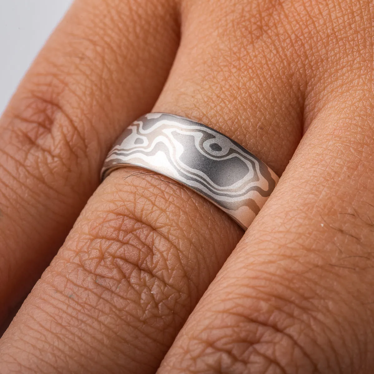 Mokume Woodgrain Pattern Ring in Smoke Palette SHIPS TODAY