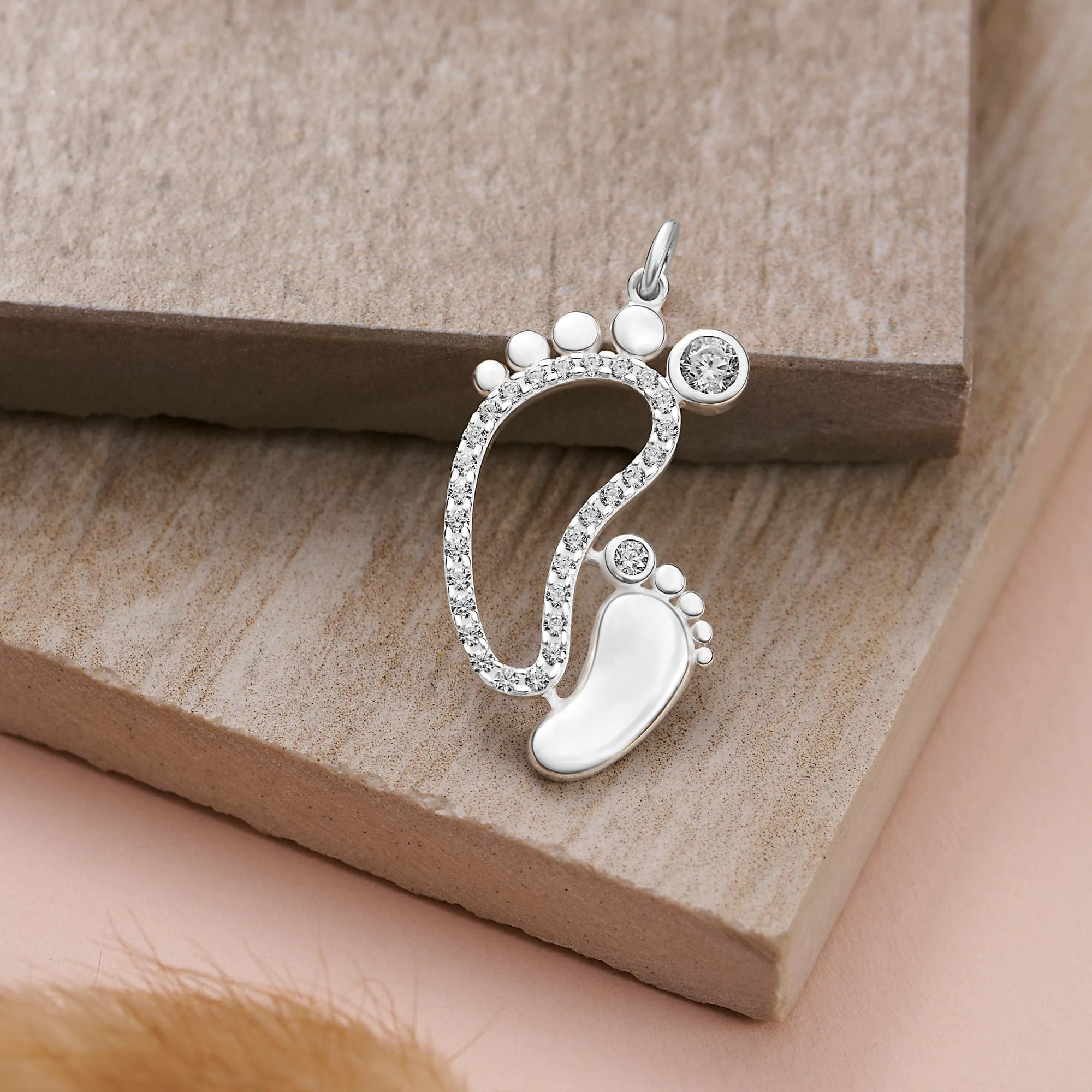 Mom and Baby Feet Sterling Silver Pendant Jewelry