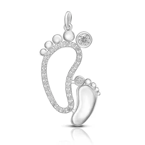 Mom and Baby Feet Sterling Silver Pendant Jewelry