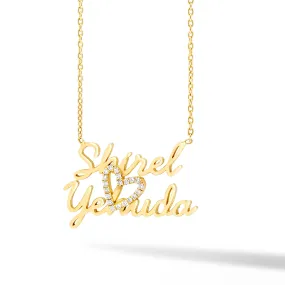 Multiple Name & Diamond Heart Necklace