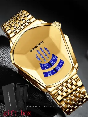 New Arrival Gold Stainless Steel Men Waterproof Creative Wristwatch