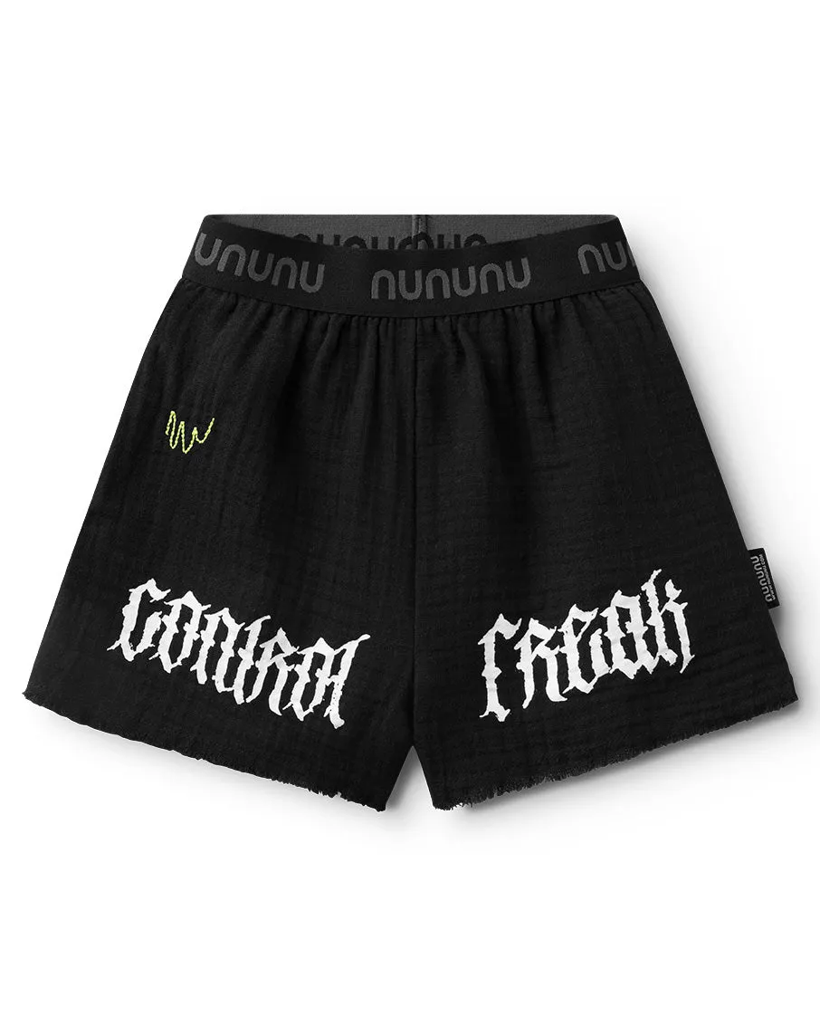 NUNUNU SS24 MUSLIN BEACH SHORTS in Black