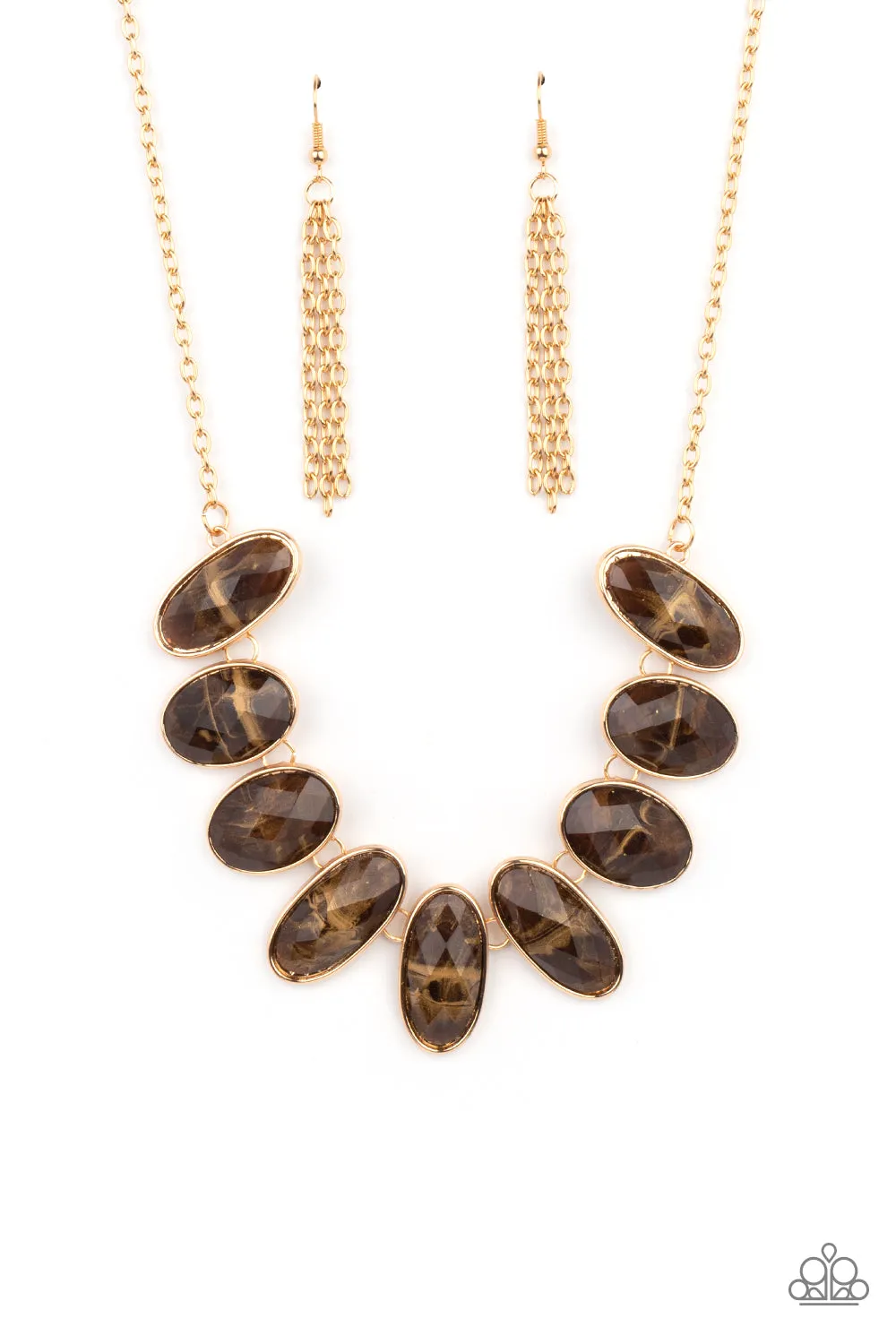 Paparazzi Elliptical Episode - Brown and Gold Short Necklace