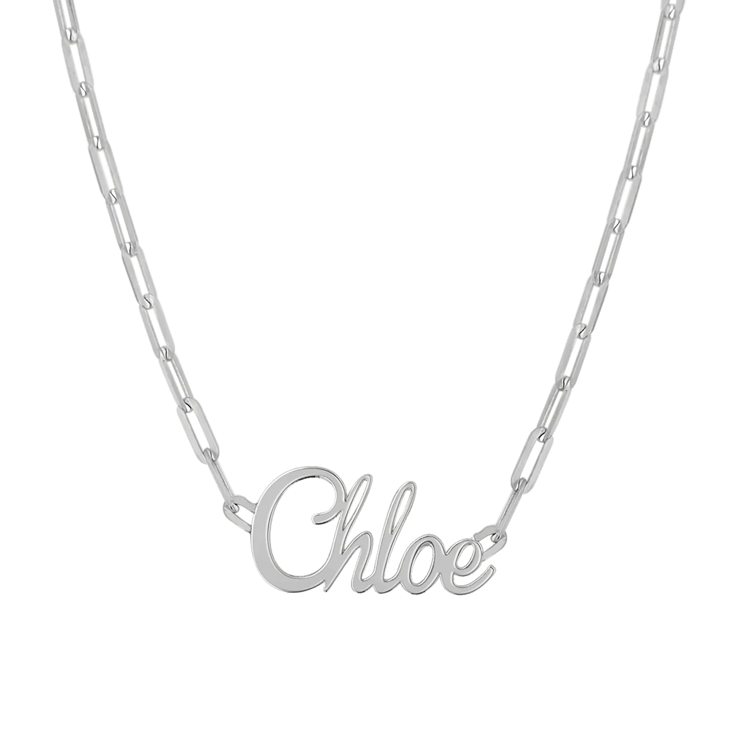 Paper Clip Script Diamond Name Necklace