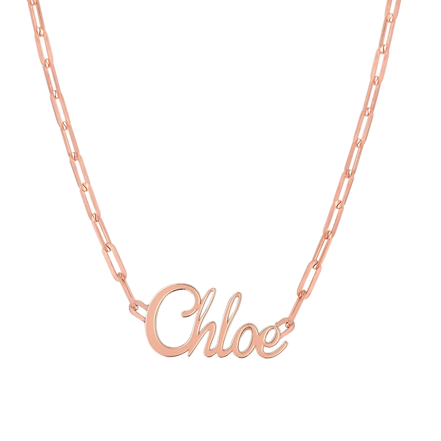 Paper Clip Script Diamond Name Necklace