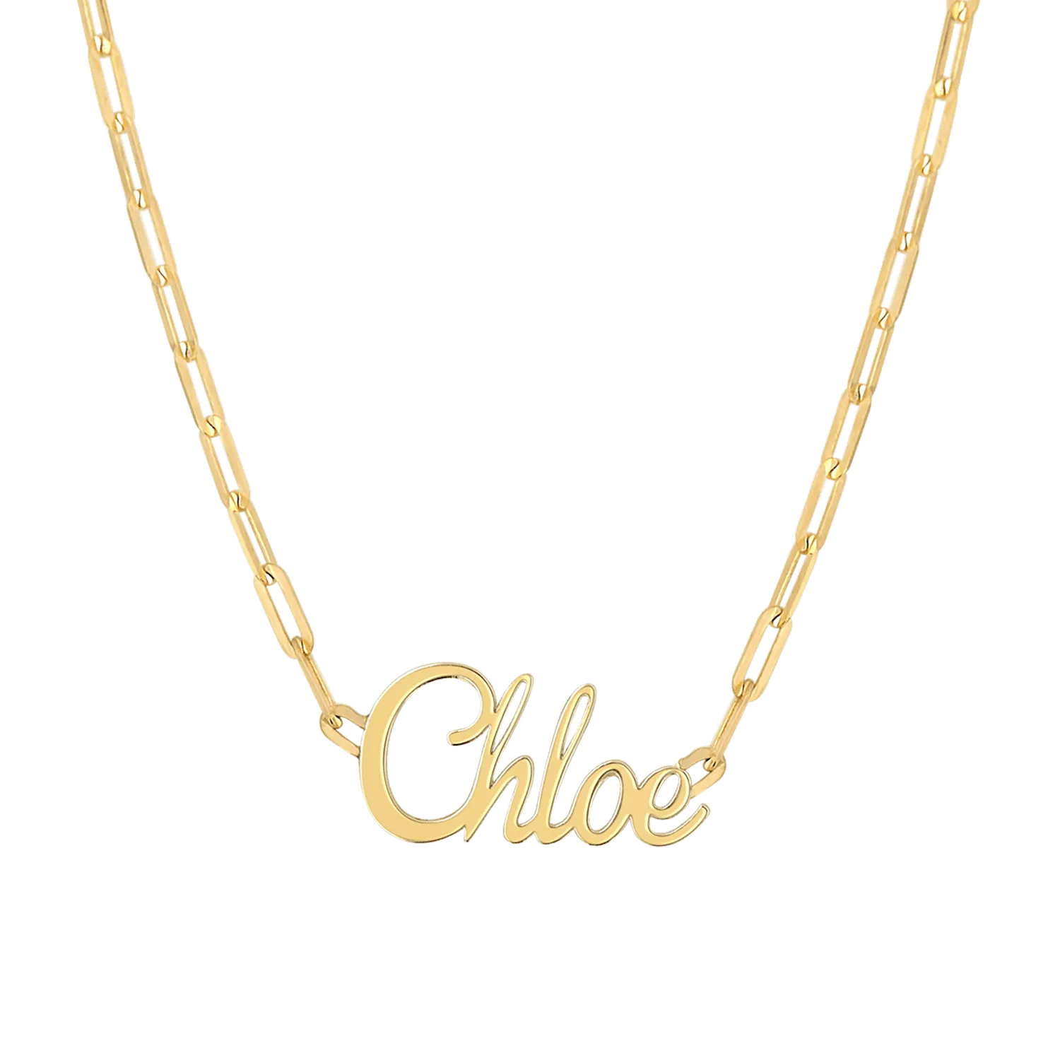 Paper Clip Script Diamond Name Necklace