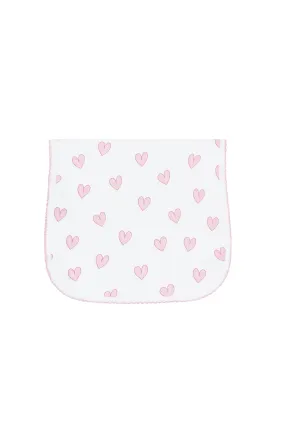 Pink Heart Print Burp Cloth