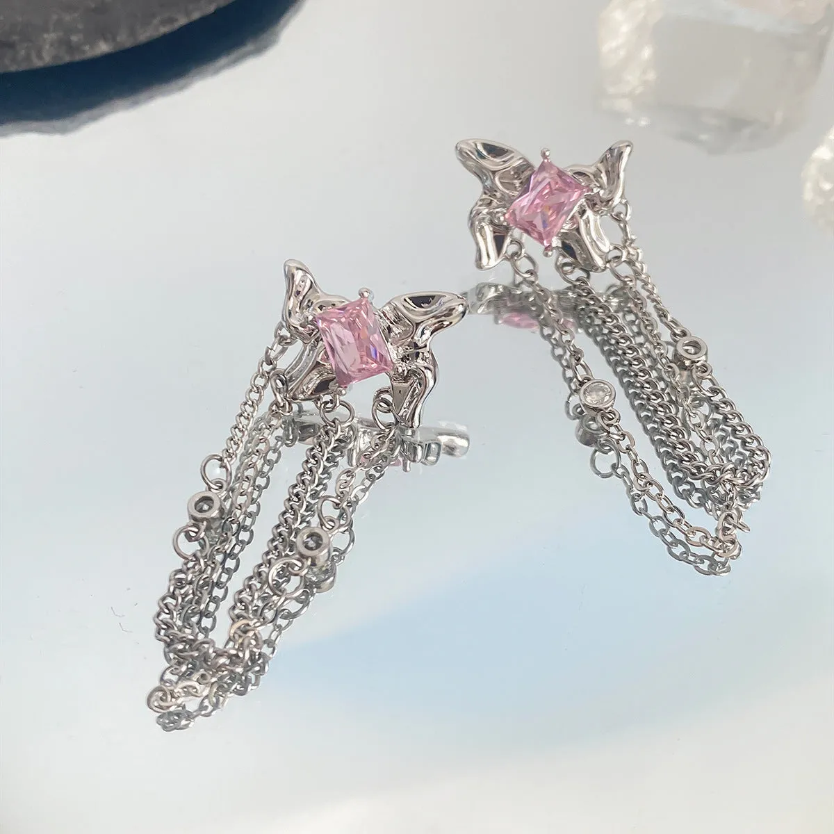 Pink Rhinestone Earrings (Multi-Styles)