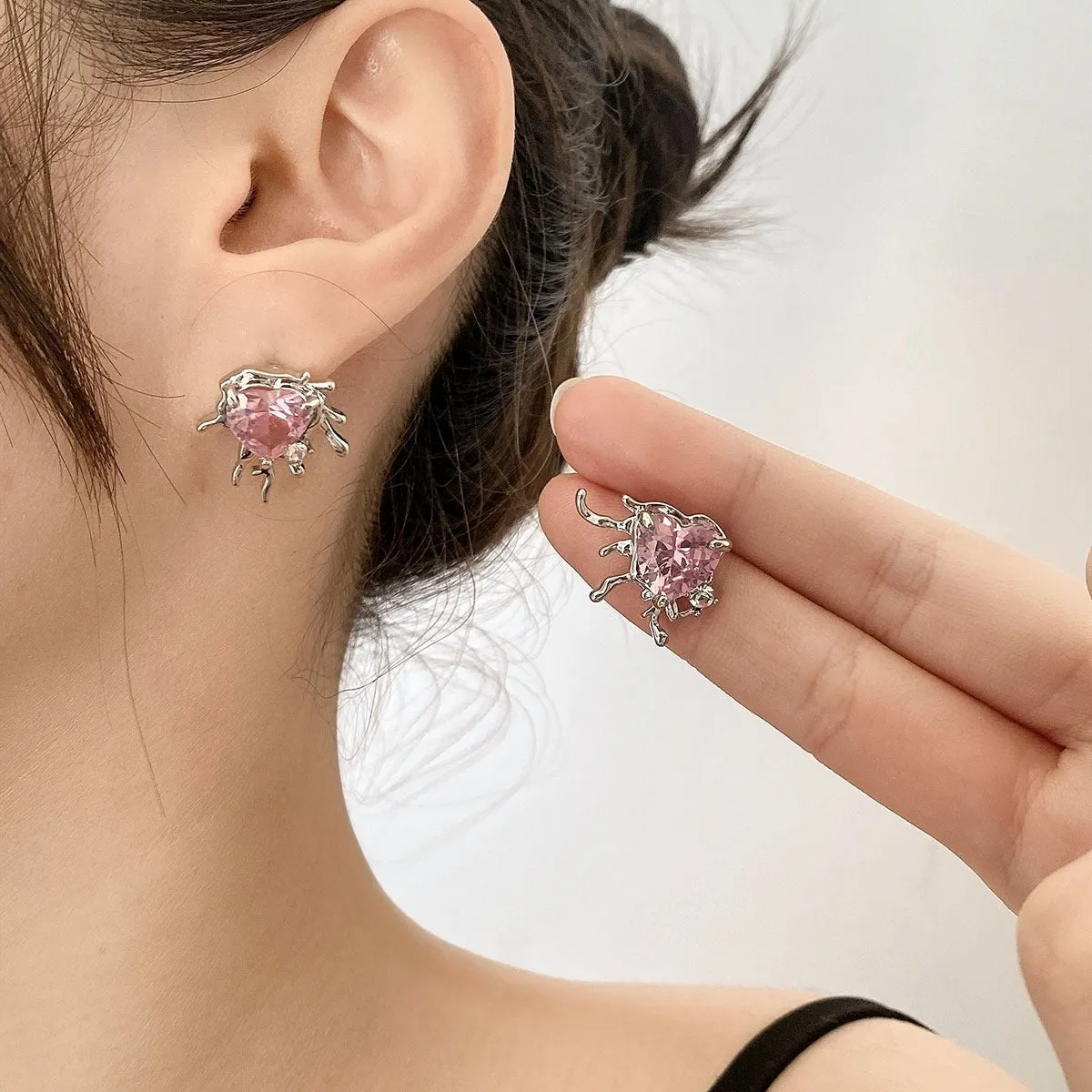 Pink Rhinestone Earrings (Multi-Styles)