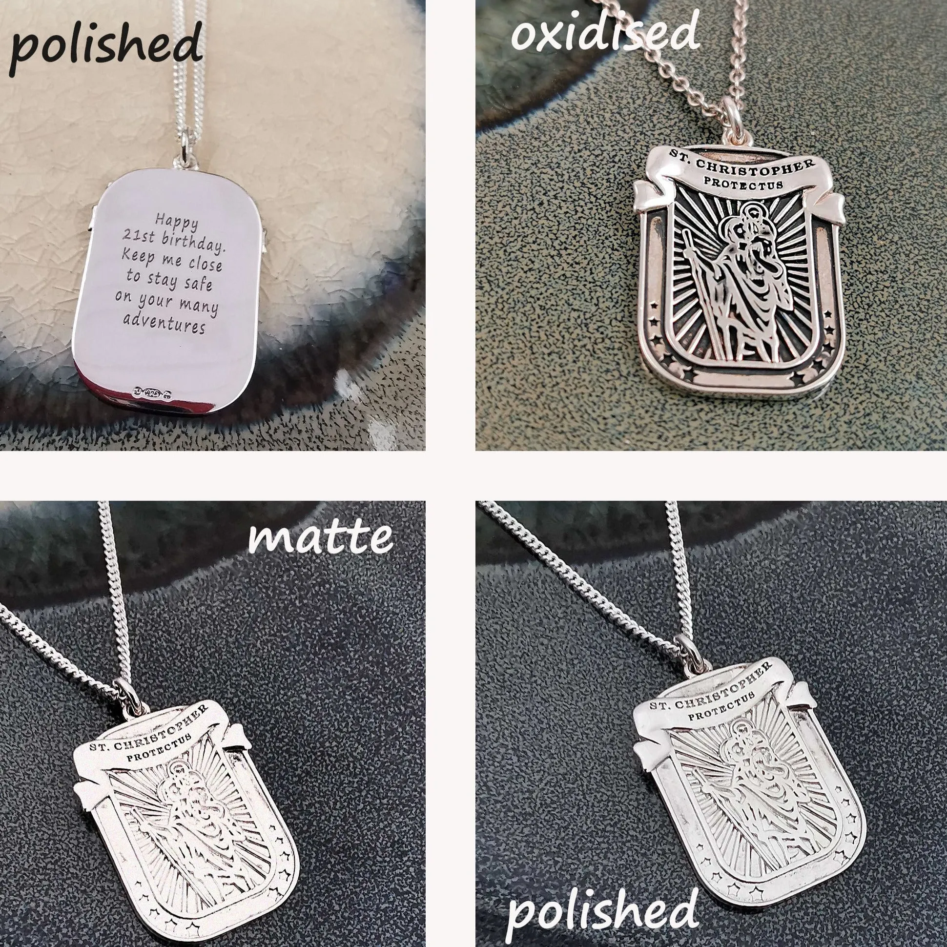 Protectus' St Christopher Dog Tag Personalised Silver Necklace