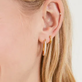 Real Gold-Plated Sparkle Medium Hoop Earrings