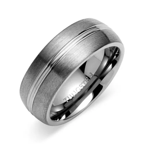 Rounded Edge 8mm Mens Tungsten Band Size 8