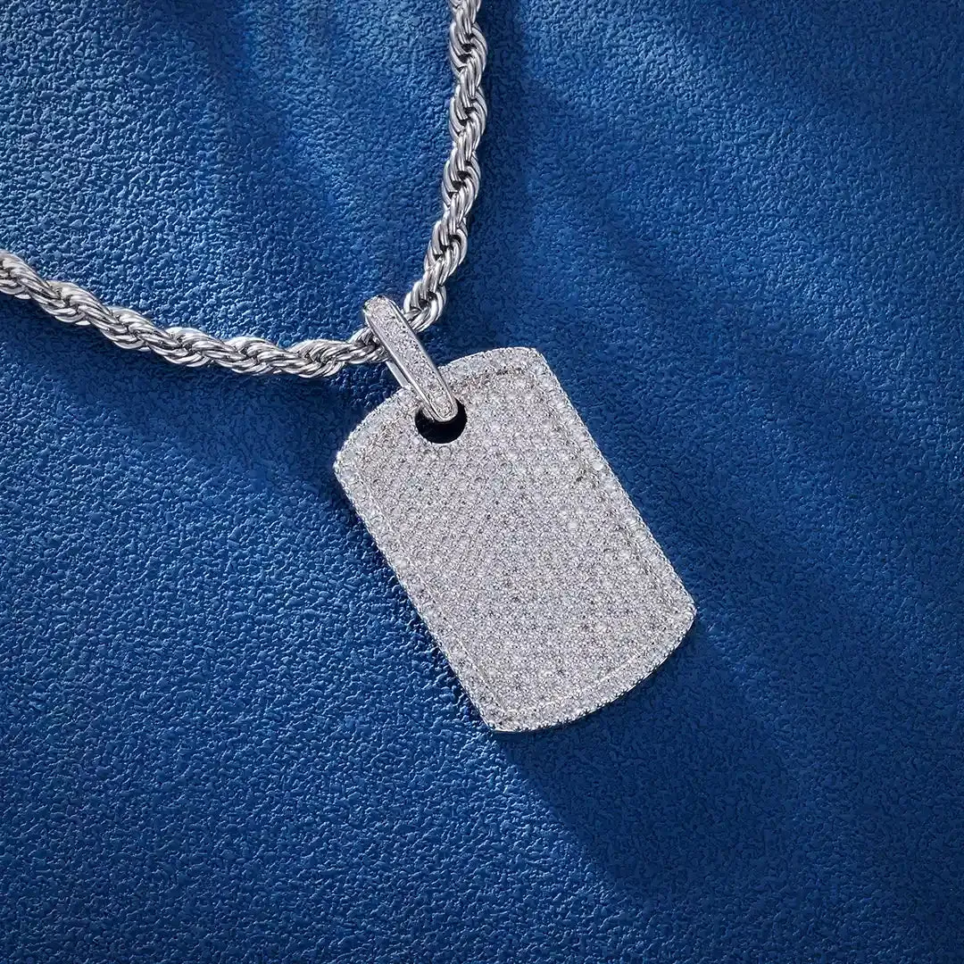 S925 Moissanite Dog Tag Pendant