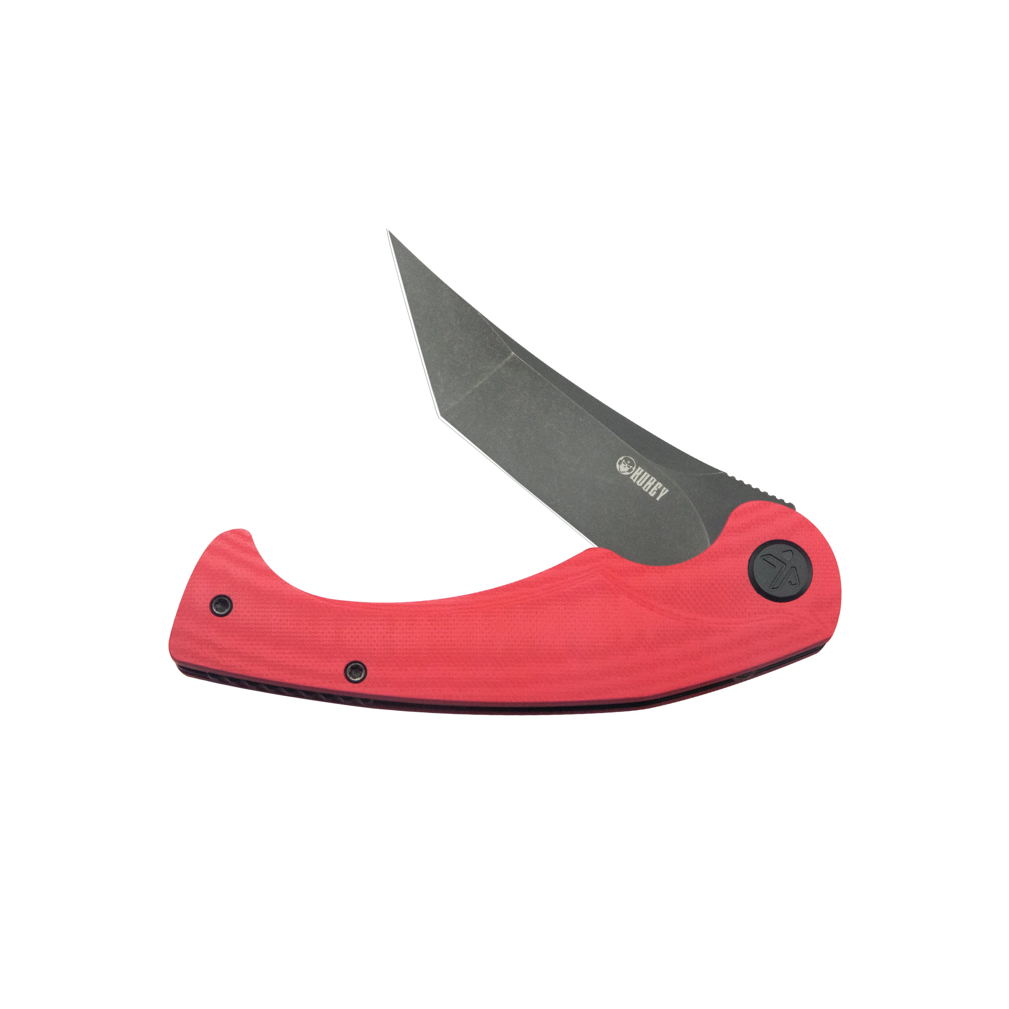 Scimitar Tanto Liner Lock Hunting Folding Knife Red G10 Handle 3.46 Blackwash 14C28N KU175F